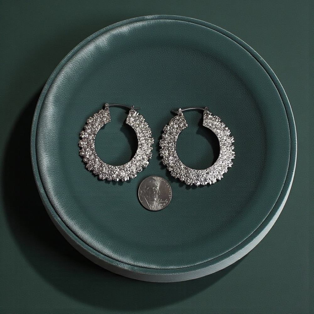 Elegant Silver Chunky Hoop Earrings